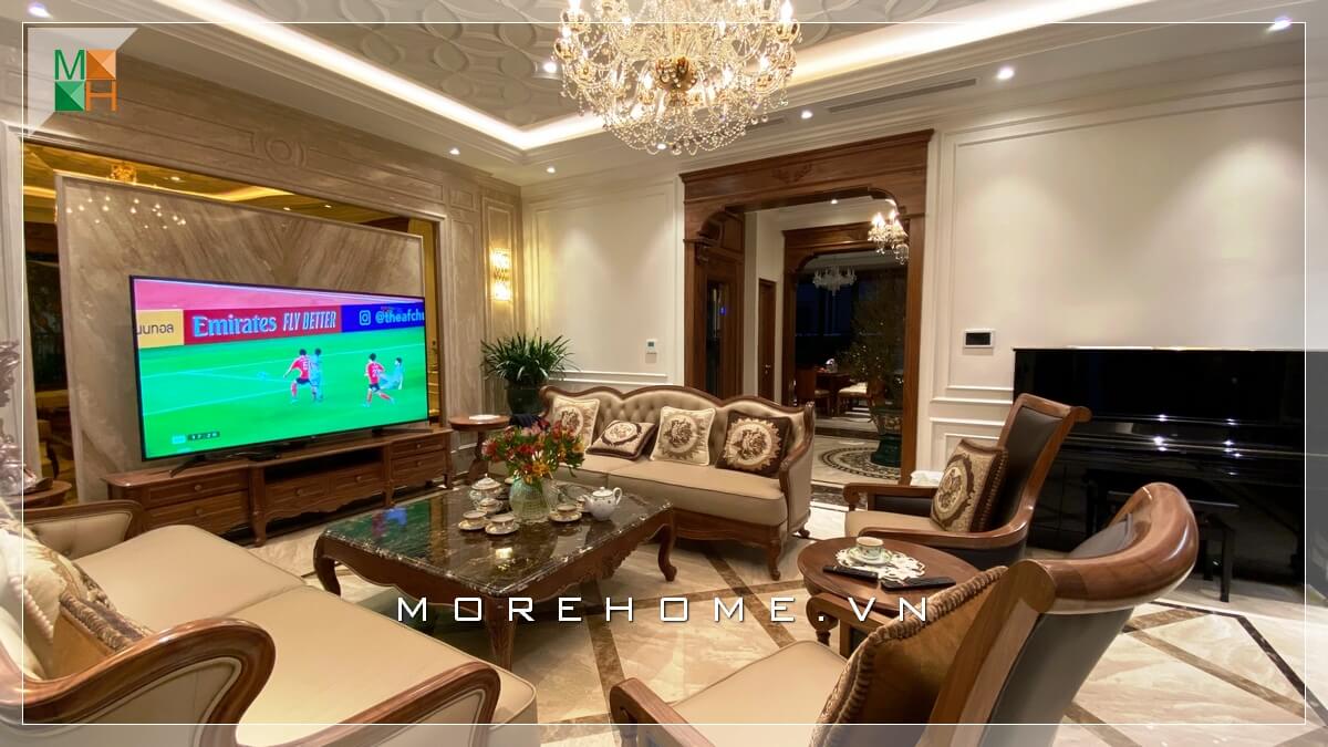 Interior construction a Villa at Green Bay (neoclassical design- walnut wood)