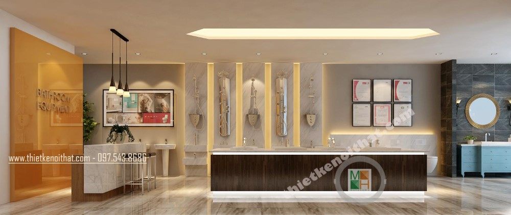 Interior design of luxury sanitary equipment showroom 